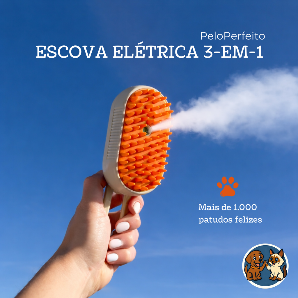 3 em 1 Escova Elétrica para Cães e Gatos