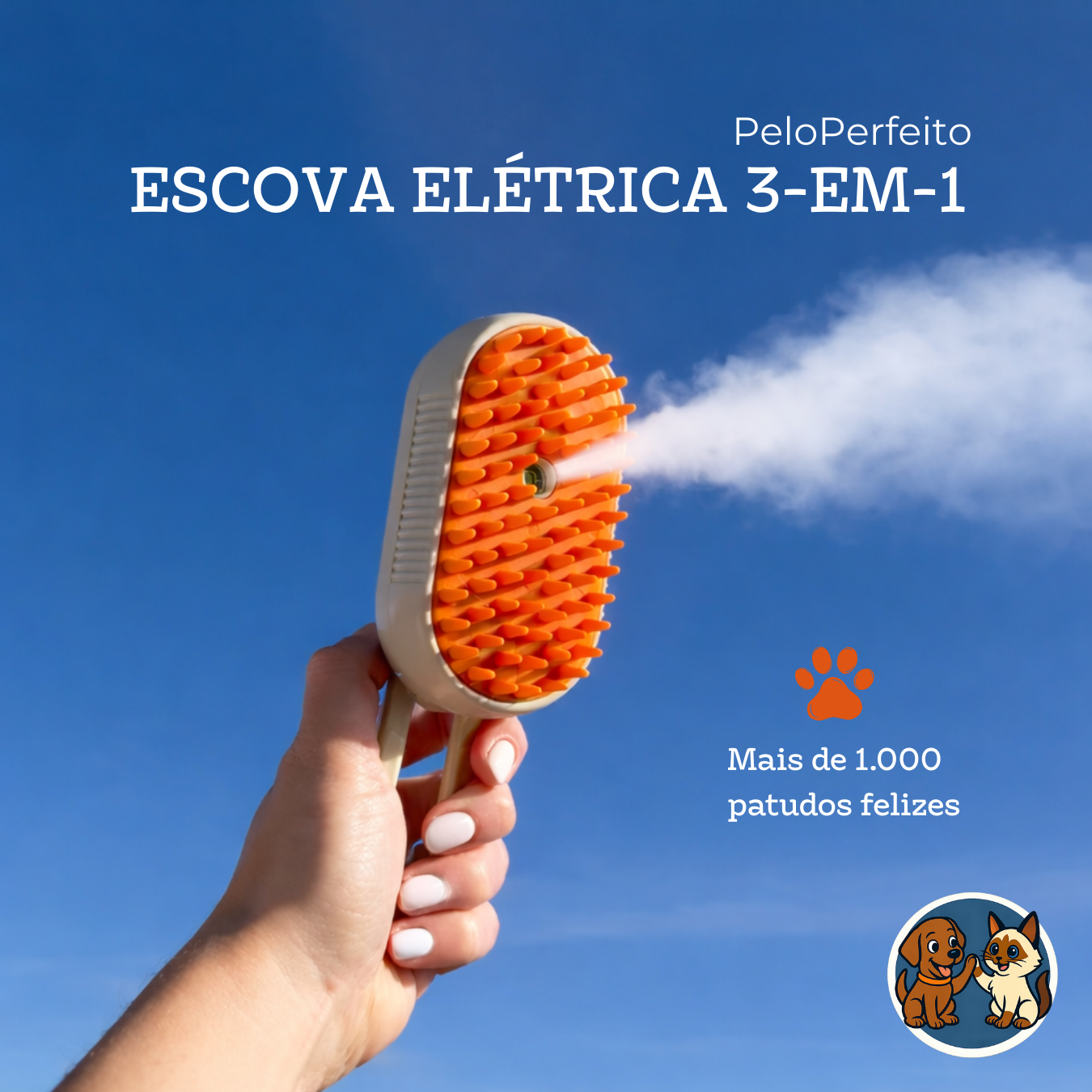 3 em 1 Escova Elétrica para Cães e Gatos